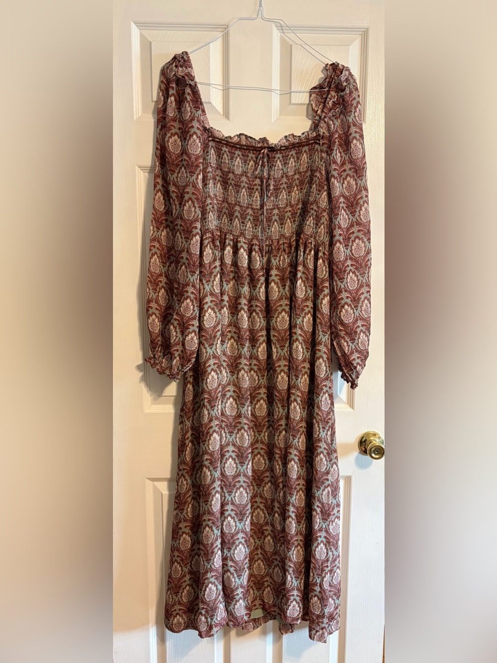 Hill House Home Scarlett Nap Dress Pine Cone Sage Smocked Maxi XXL